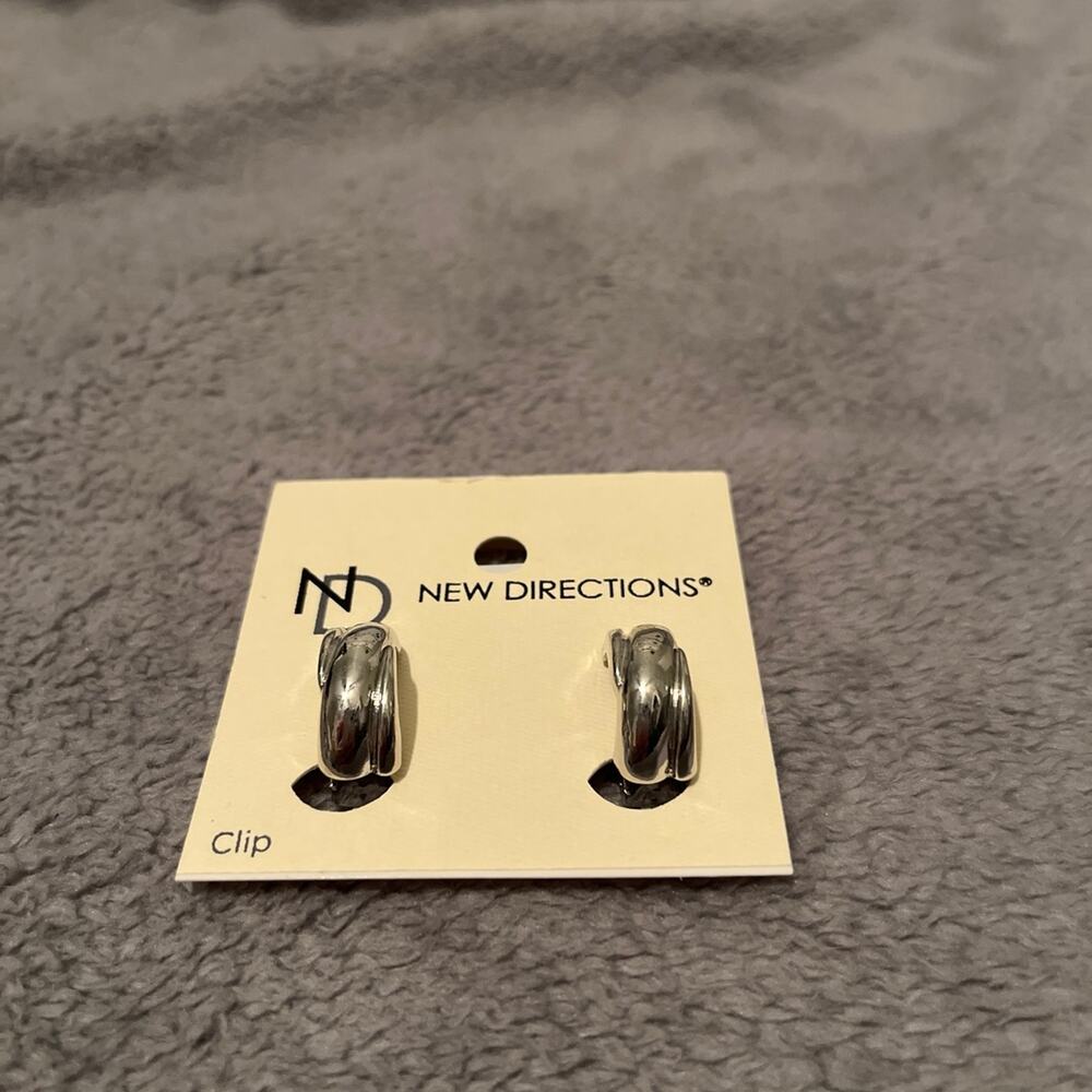 New Directions Silver-Tone Clip-On Hoop Earrings – NEW